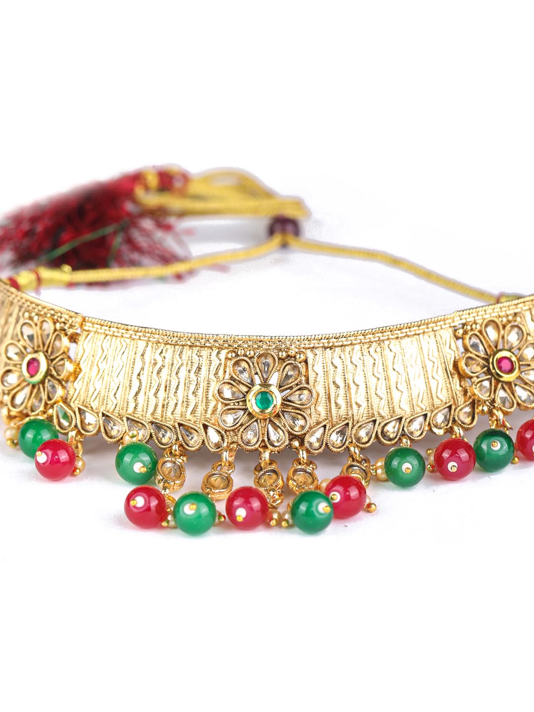 Women's Multi-Color Kundan Gold Plated Choker Set with MaangTikka - Priyaasi