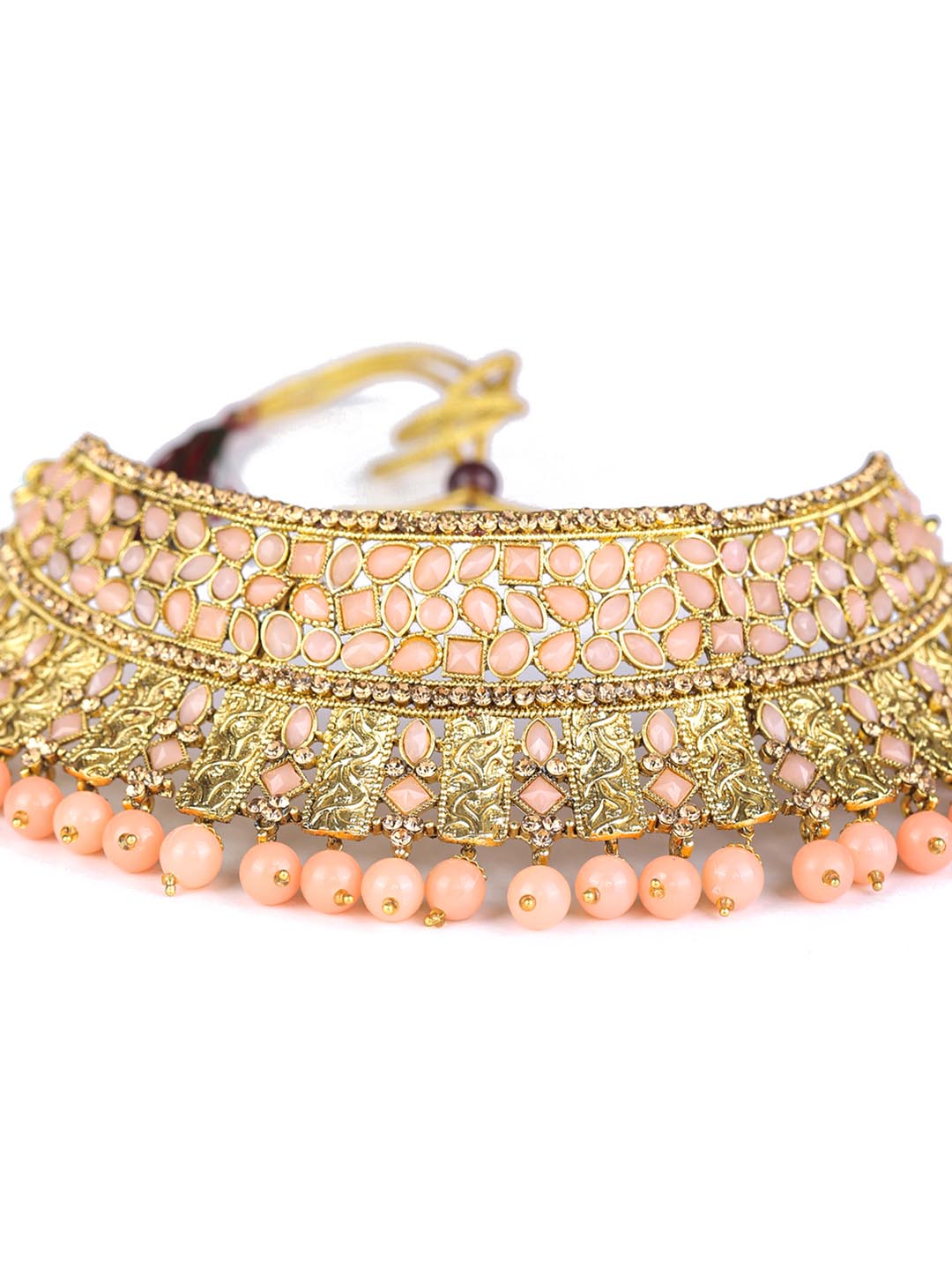 Women's Pink Kundan Gold Plated Choker Set with MaangTikka - Priyaasi