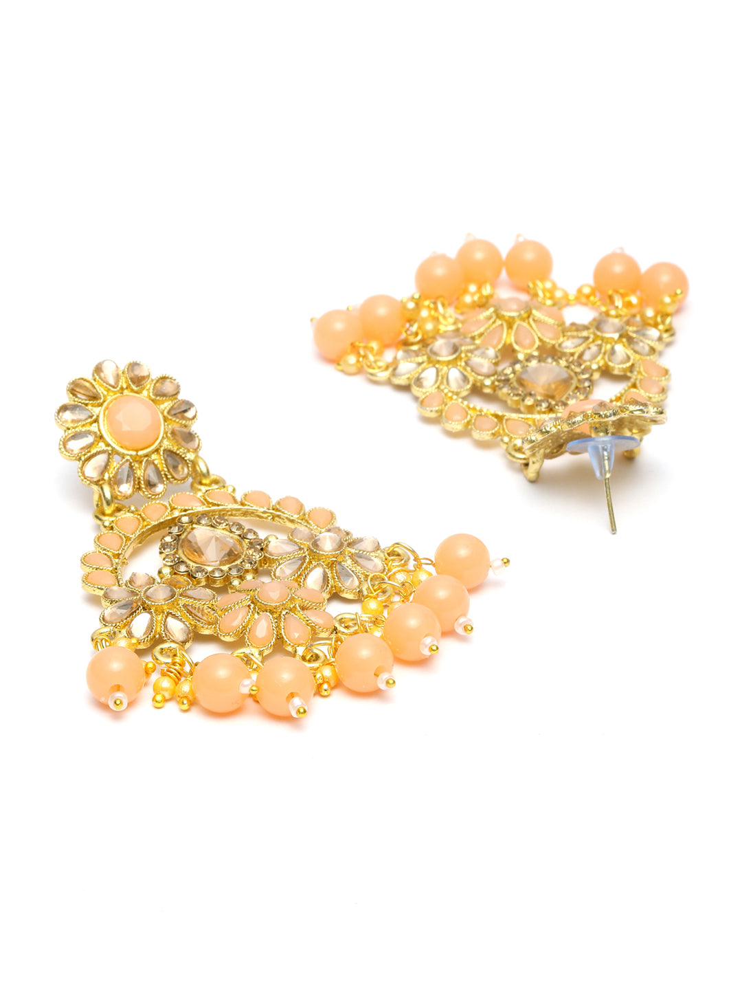 Women's Peach Kundan Gold Plated Floral Choker Set with MaangTikka - Priyaasi