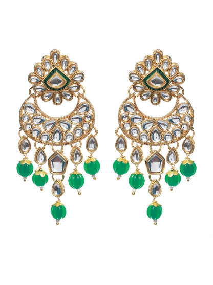 Women's Kundan Green Stone Studded Gold Plated Choker Jewellery Set - Priyaasi