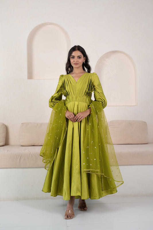 Green Gown Dress For Women - (1Pc Dress)