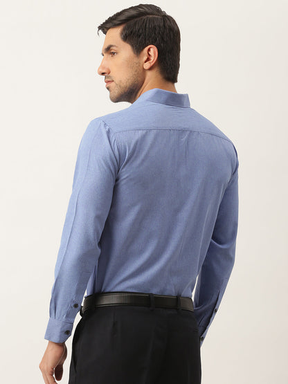 Men's Cotton Blue Solid Formal Shirt