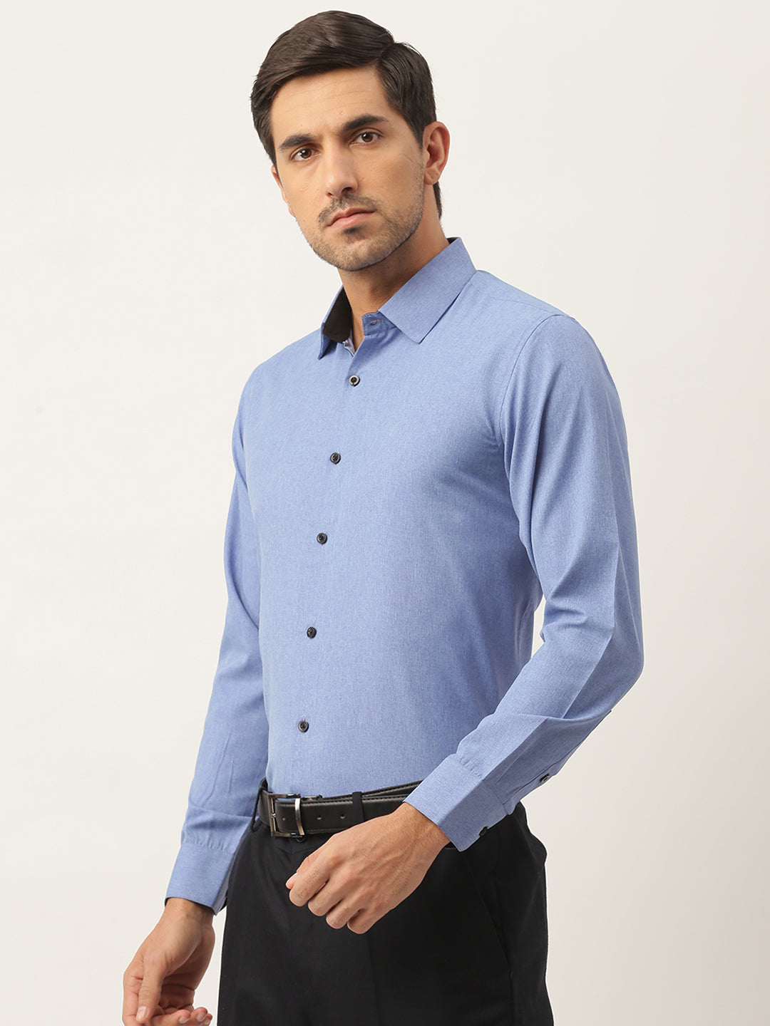 Men's Cotton Blue Solid Formal Shirt