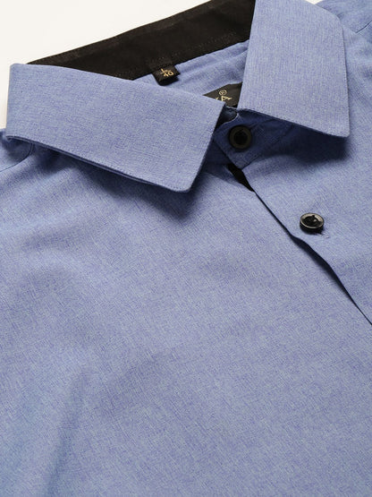 Men's Cotton Blue Solid Formal Shirt