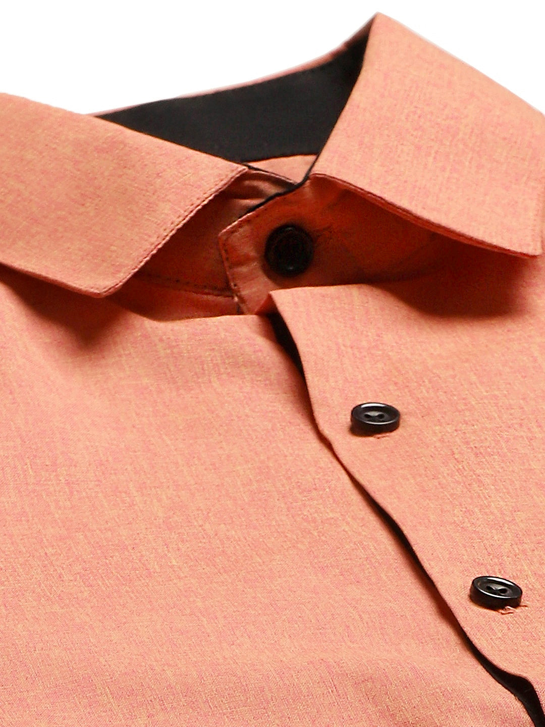 Men's Cotton Orange Solid Formal Shirt