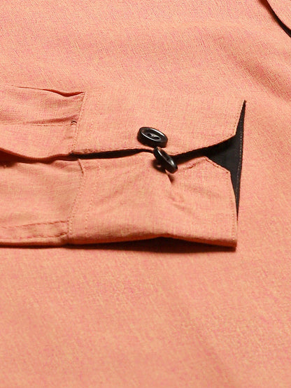 Men's Cotton Orange Solid Formal Shirt