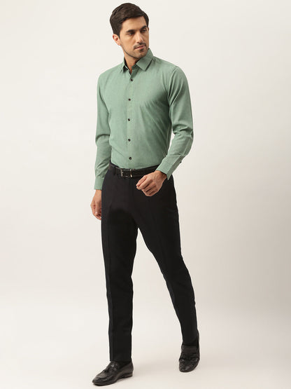 Men's Cotton Green Solid Formal Shirt