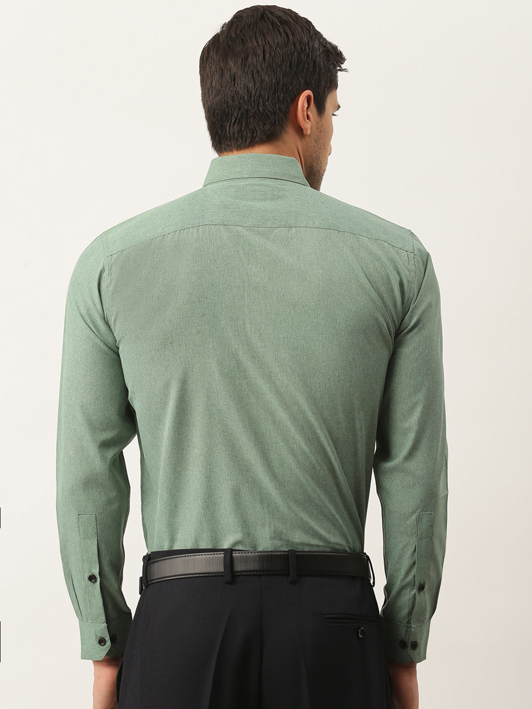 Men's Cotton Green Solid Formal Shirt