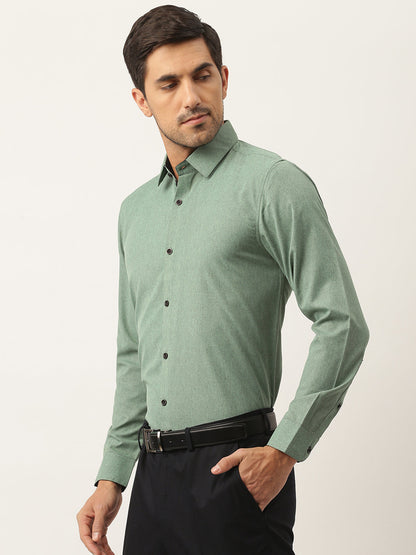 Men's Cotton Green Solid Formal Shirt