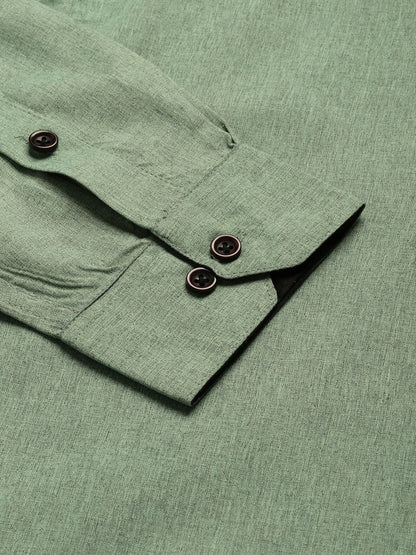 Men's Cotton Green Solid Formal Shirt