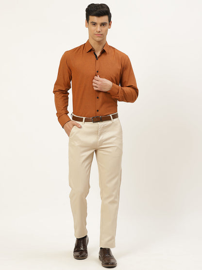 Men's Cotton Rust Solid Formal Shirt