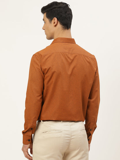 Men's Cotton Rust Solid Formal Shirt