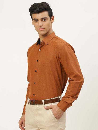 Men's Cotton Rust Solid Formal Shirt