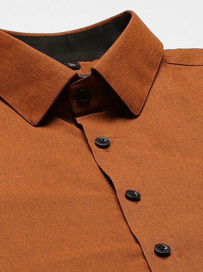 Men's Cotton Rust Solid Formal Shirt