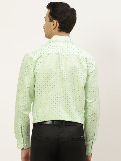 Mens Cotton Green Printed Formal Shirt