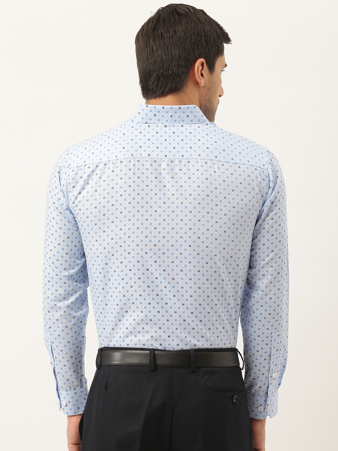 Mens Cotton Blue Printed Formal Shirt