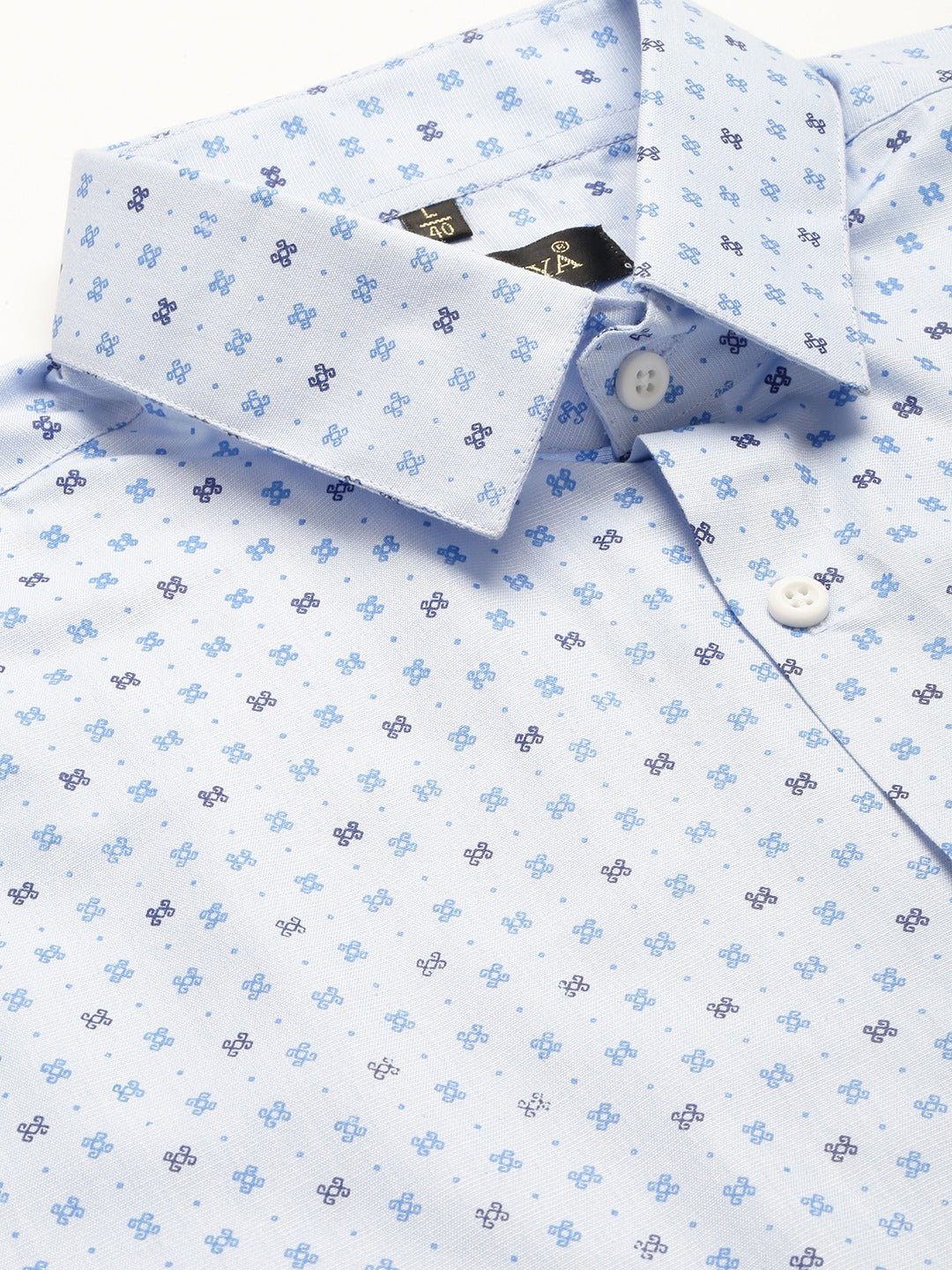 Mens Cotton Blue Printed Formal Shirt