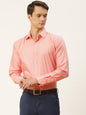 Mens Cotton Peach Printed Formal Shirt