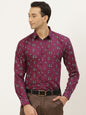 Mens Cotton Dark Purple & Black Printed Formal Shirt