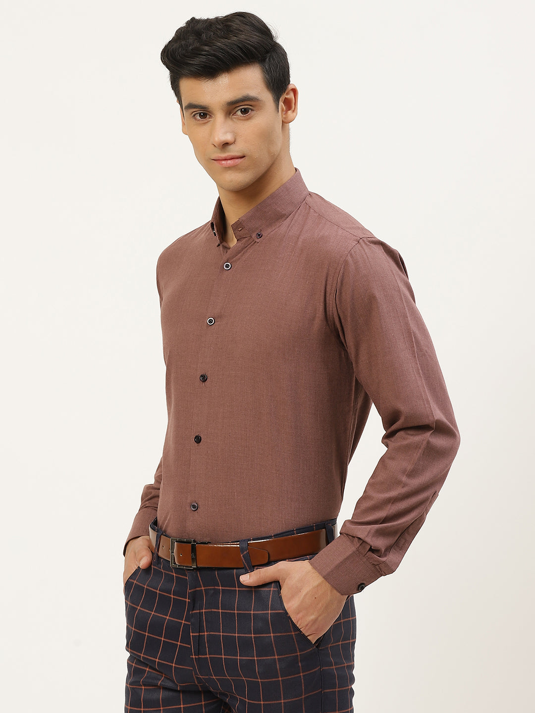 Men's Cotton Wine Formal Shirt