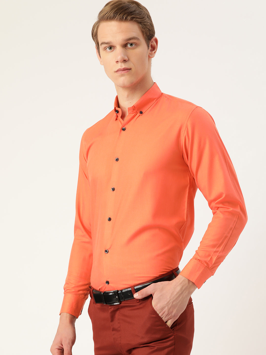 Men's Cotton Orange Formal Shirt