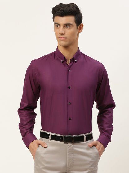 Men's Cotton Dark Purple Formal Shirt