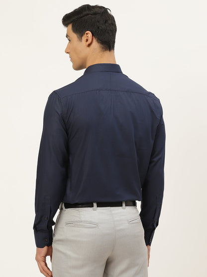 Men's Cotton Navy Blue Formal Shirt