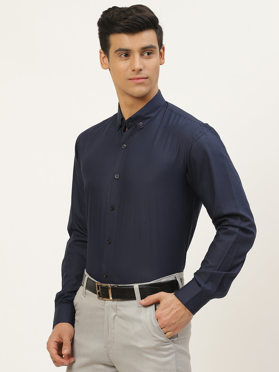 Men's Cotton Navy Blue Formal Shirt