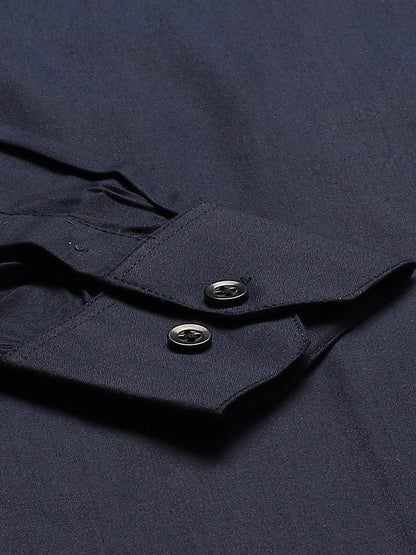 Men's Cotton Navy Blue Formal Shirt