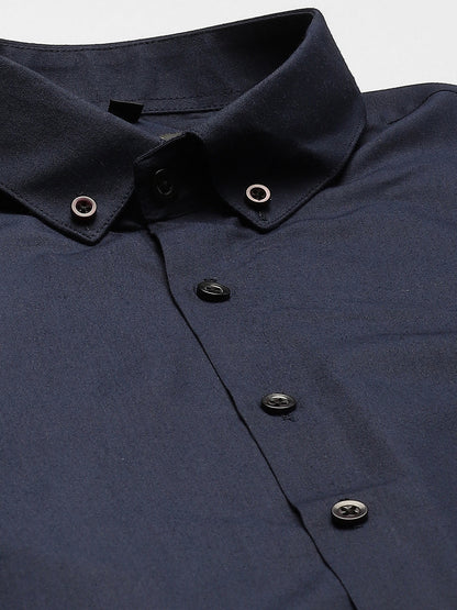 Men's Cotton Navy Blue Formal Shirt