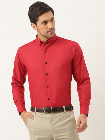 Men's Cotton Red Formal Shirt