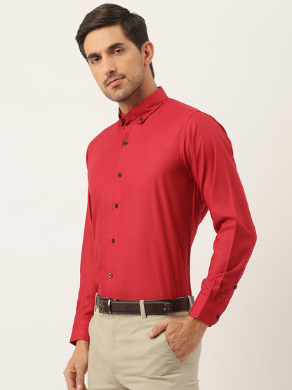 Men's Cotton Red Formal Shirt