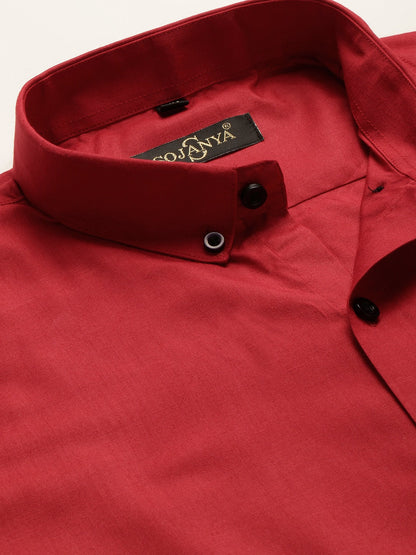 Men's Cotton Red Formal Shirt