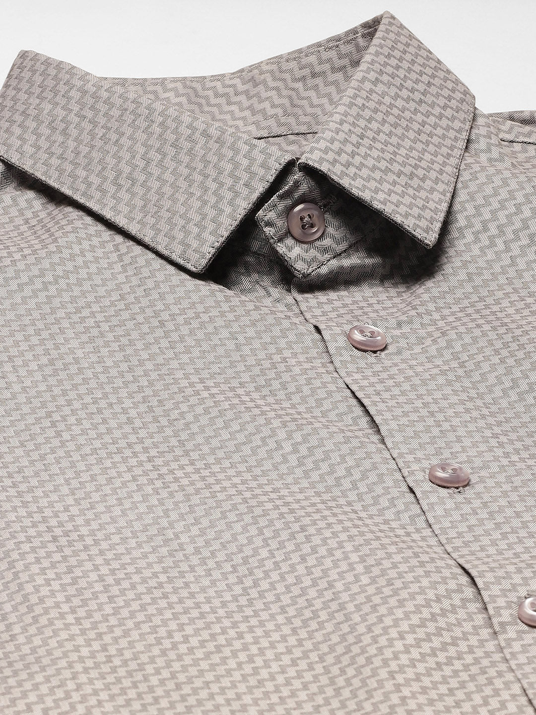 Mens Cotton Grey Self Design Formal Shirt