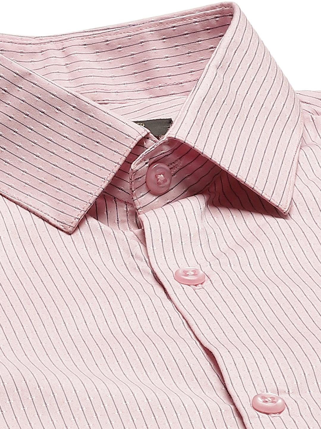 Mens Cotton Pink & Navy Blue Striped Formal Shirt