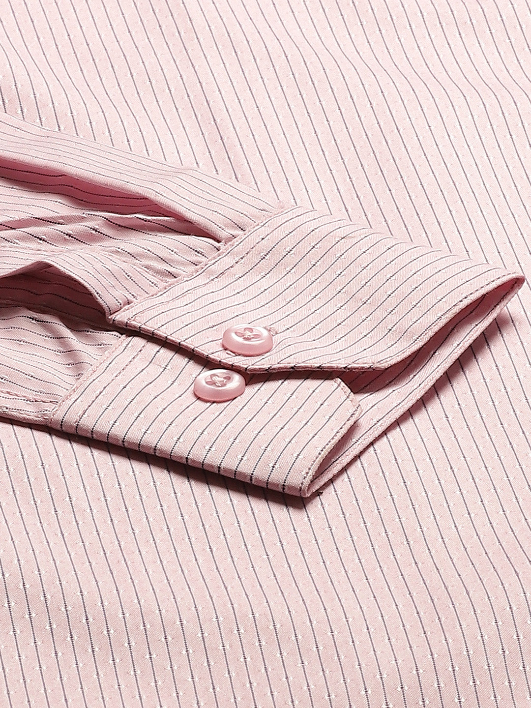 Mens Cotton Pink & Navy Blue Striped Formal Shirt