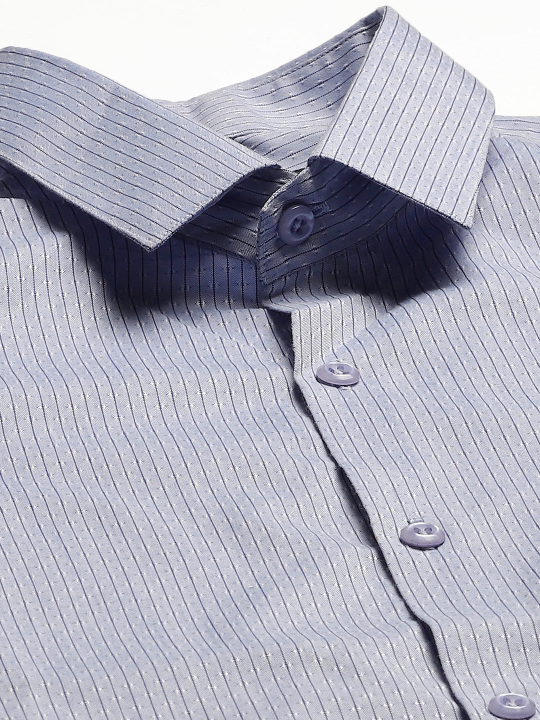 Mens Cotton Blue & Navy Blue Striped Formal Shirt