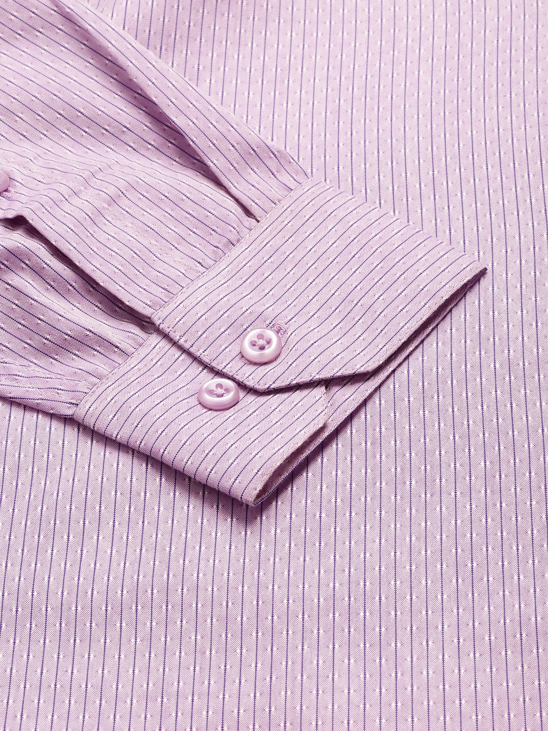 Mens Cotton Purple & Off White Striped Formal Shirt