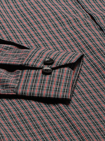 Mens Cotton Red & Multi Checked Formal Shirt