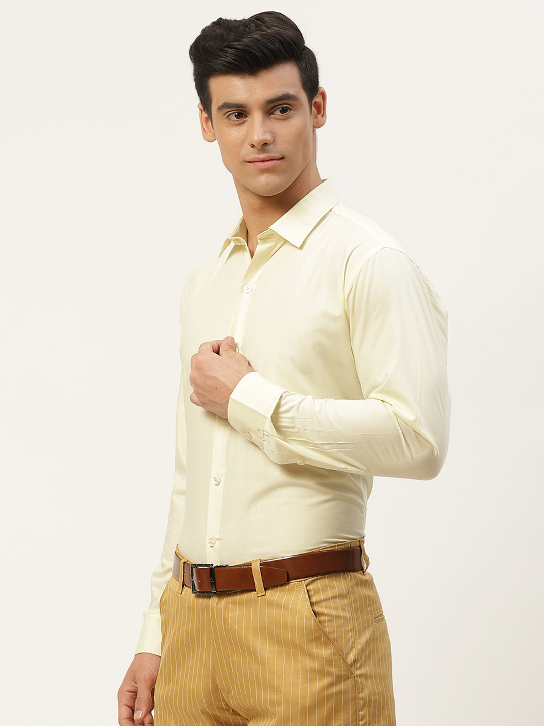 Men's Cotton Lemon Yellow Classic Formal Shirt