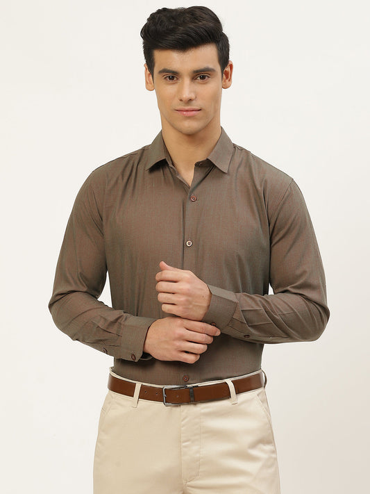 Men's Cotton Dark Brown Classic Formal Shirt