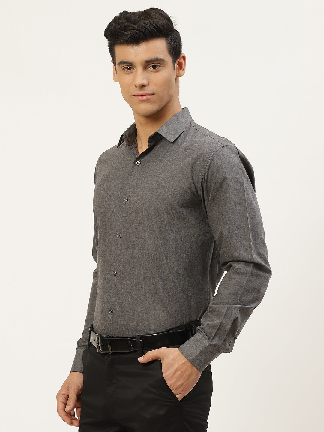 Men's Cotton Charcoal Grey Classic Formal Shirt