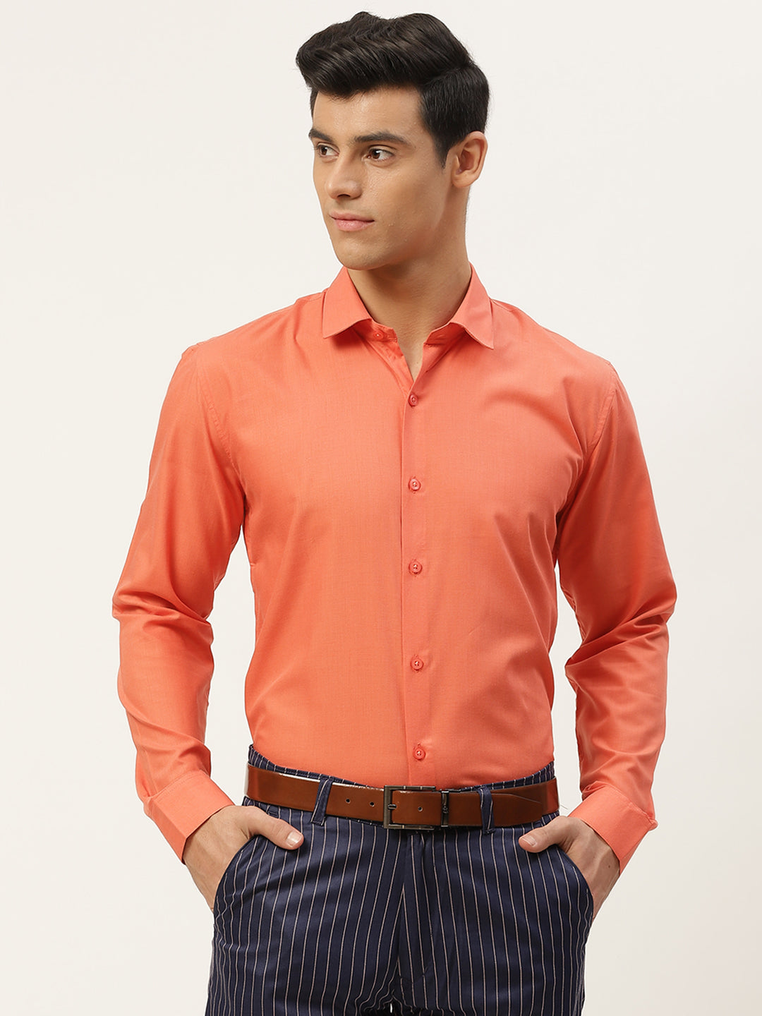 Men's Cotton Orange Classic Formal Shirt