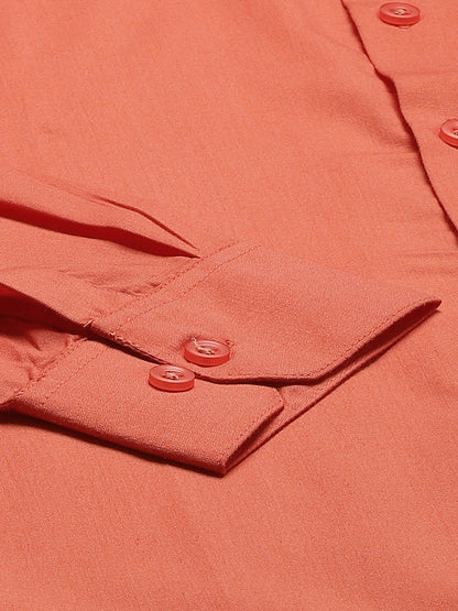 Men's Cotton Orange Classic Formal Shirt