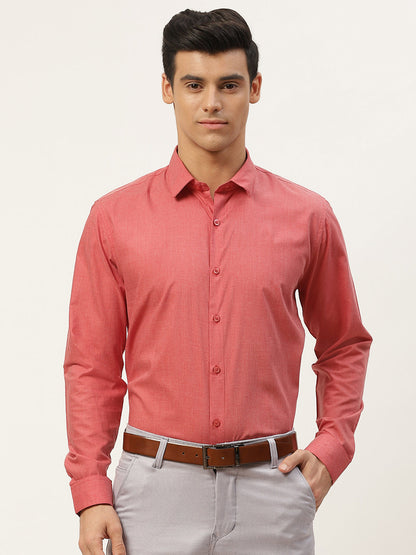 Men's Cotton Coral Red Classic Formal Shirt