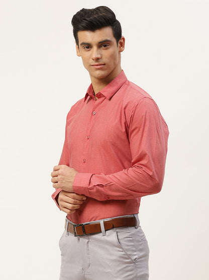 Men's Cotton Coral Red Classic Formal Shirt