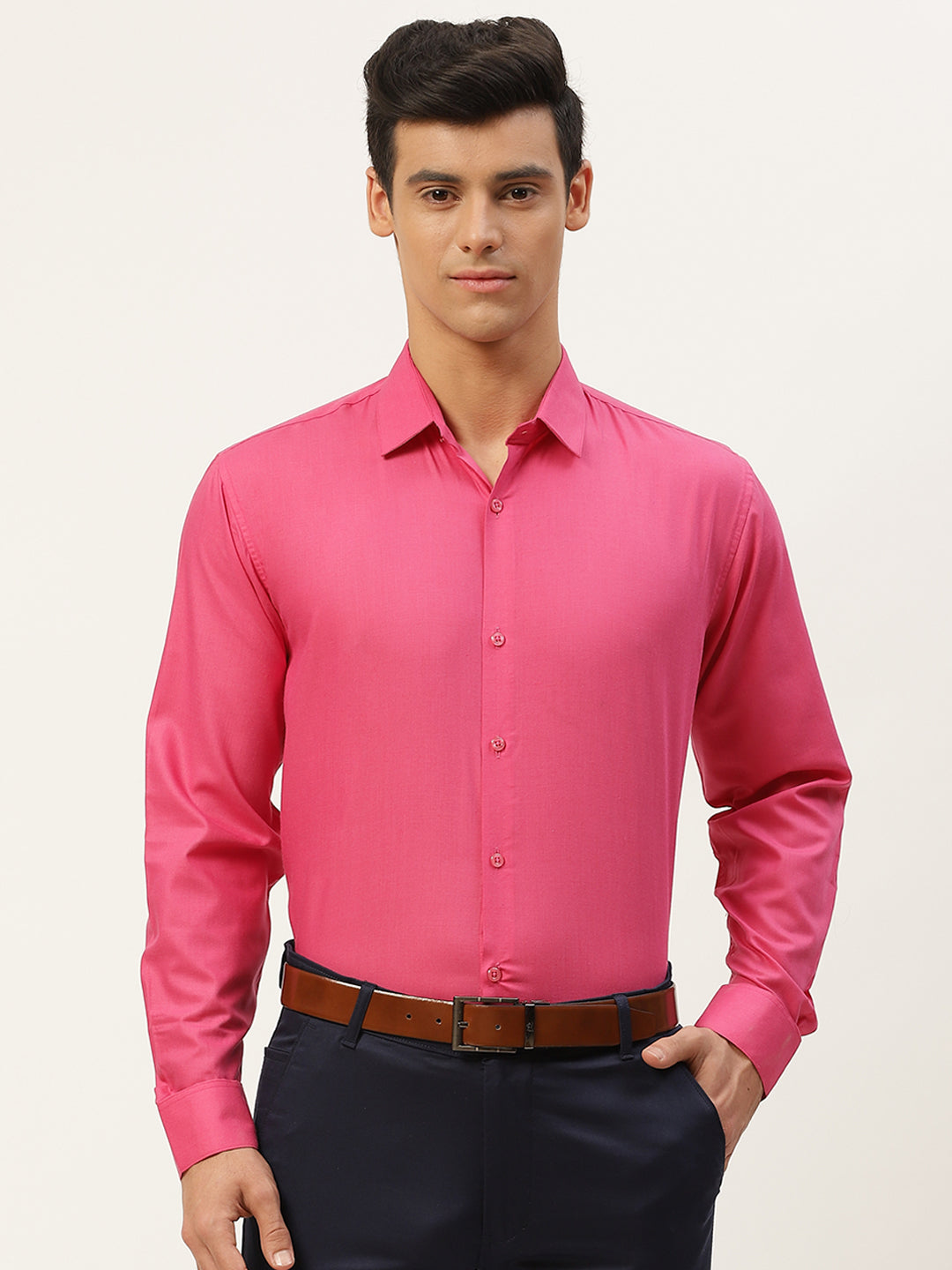 Men's Cotton Dark Pink Classic Formal Shirt