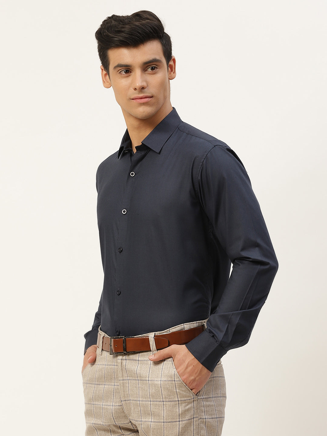 Men's Cotton Navy Blue Classic Formal Shirt