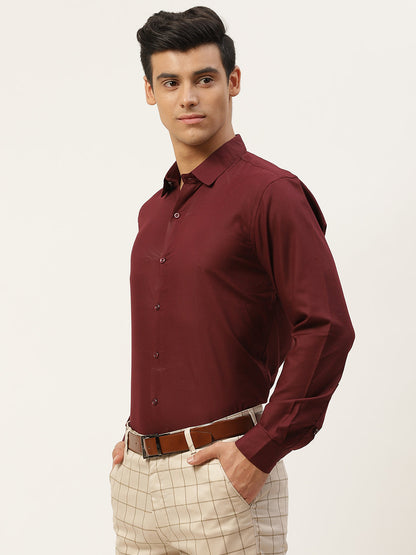 Men's Cotton Maroon Classic Formal Shirt