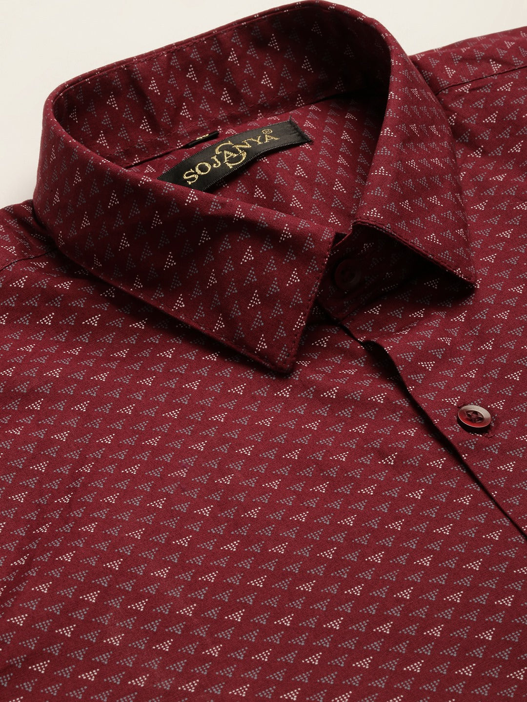 Mens Cotton Maroon & Multi Printed Formal Shirt